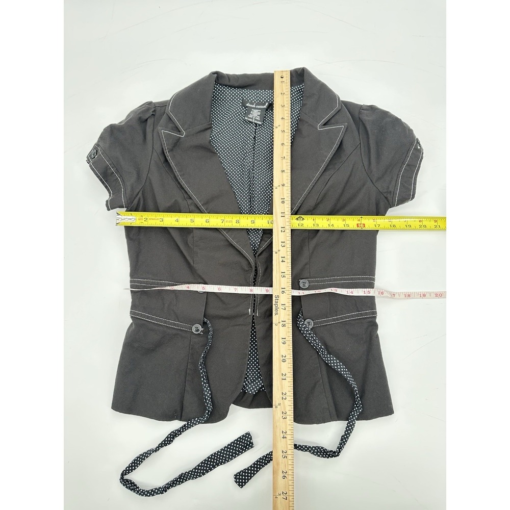 Stoosh Casual Black Dark Academia Office Core Y2K Tie Waist Blazer Jacket M - Picture 4 of 11